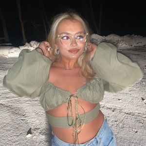 Selling this sage green top that ties in the front